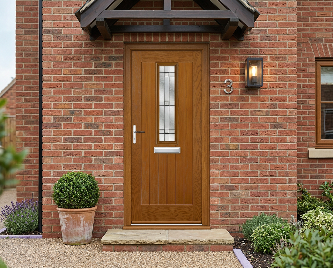 The Batty Composite Door - Golden Oak