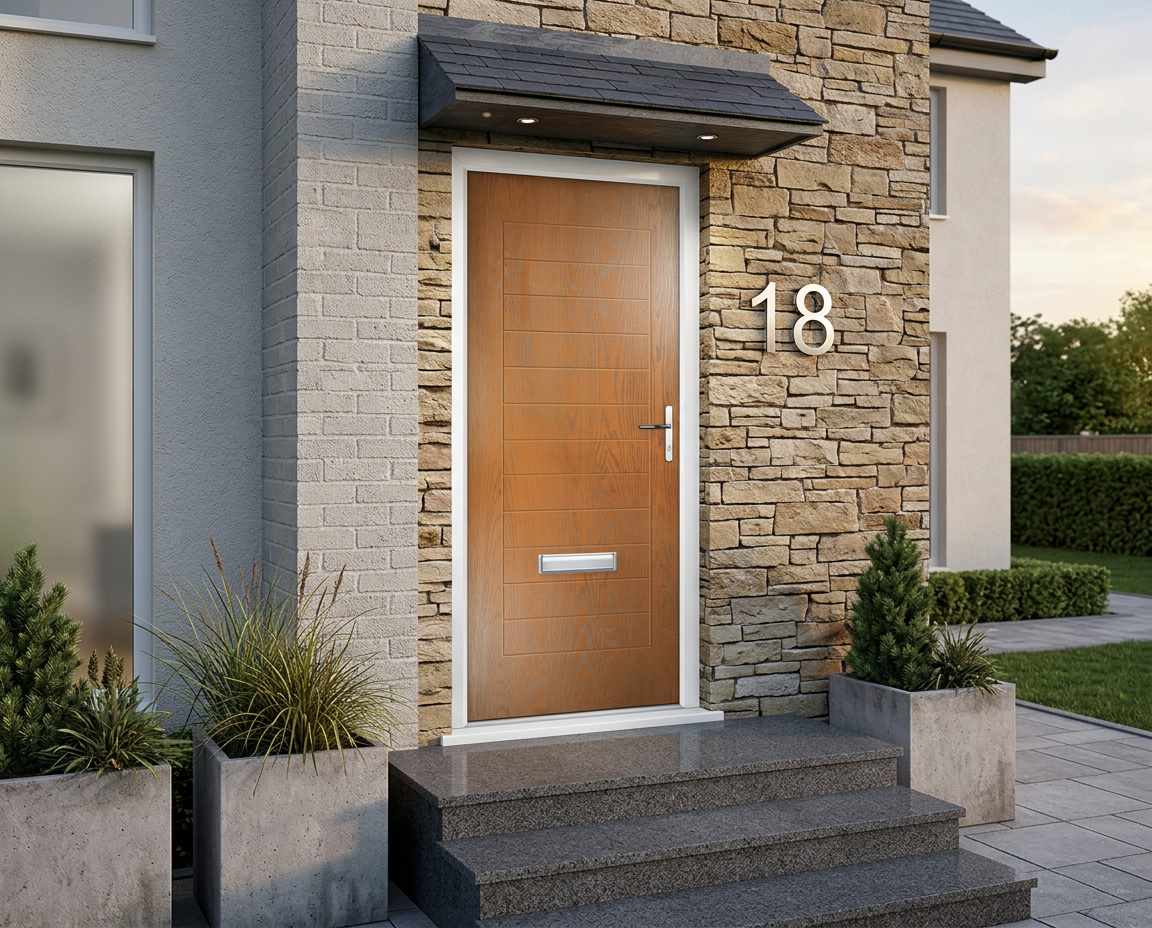 The Peacock Composite Door - Golden Oak