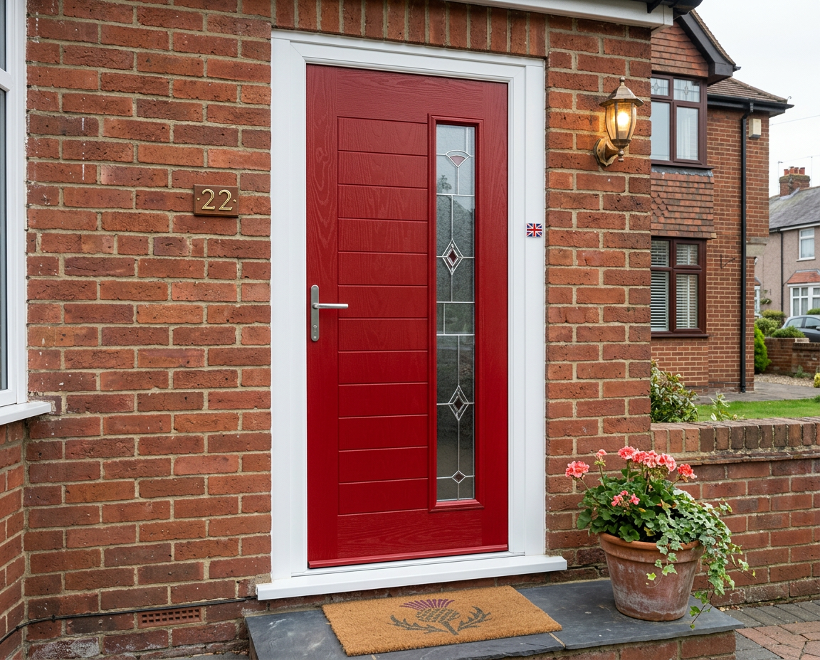 The Gray Composite Door - Berry Red