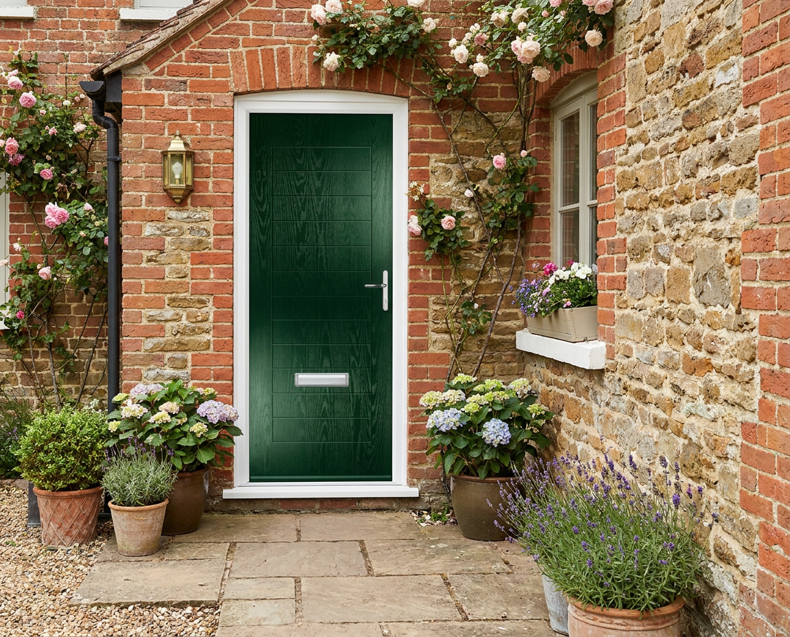 The Peacock Composite Door - Heritage Green