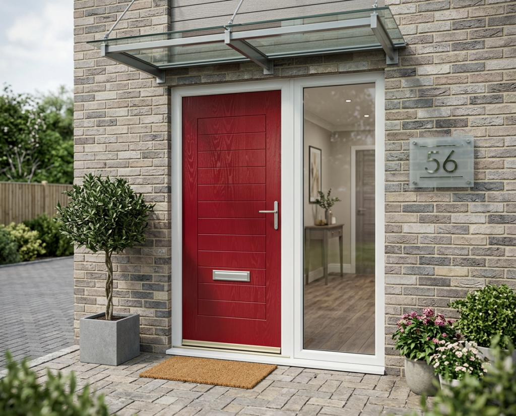 The Peacock Composite Door - Berry Red